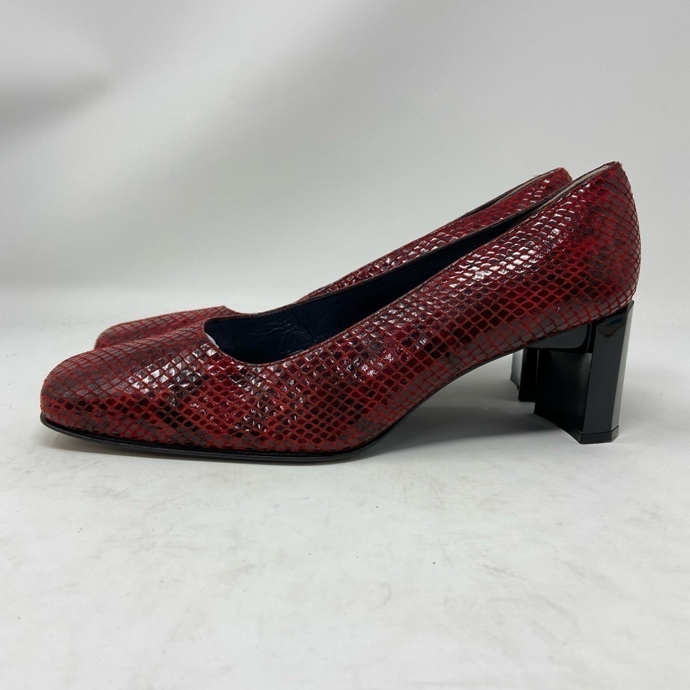 Stuart Weitzman Red And Black Block Heel Pumps, W… - image 3
